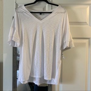 NWT White Flutter Sleeve Top